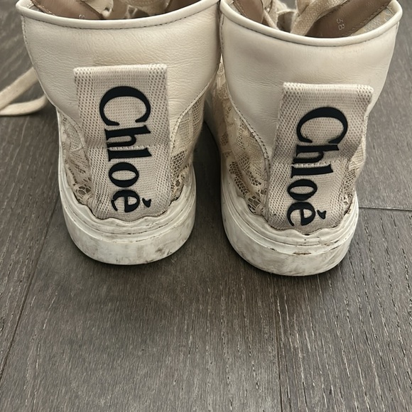 CHLOÉ
Lauren Beige Lace High Top Sneaker - Picture 3 of 8
